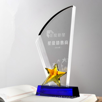 Wholesale Cheap Crystal Glass Star Trophy Parts for Souvenir